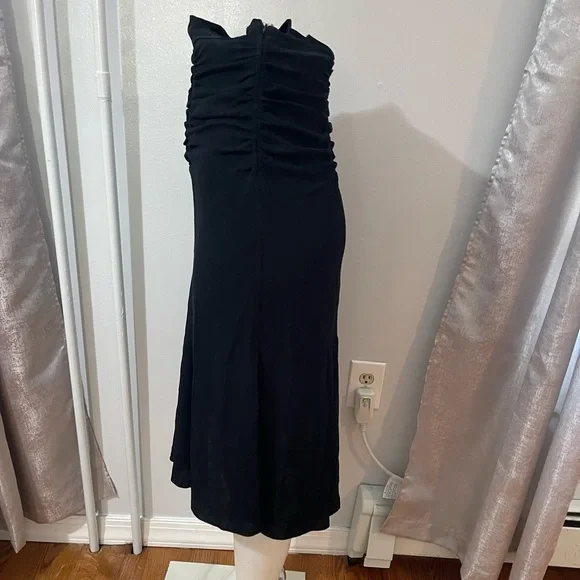 Prada Ruched High Waisted Blk Silk Skirt sz38 2 - Picture 2 of 5